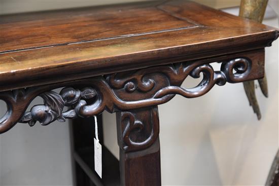 A Chinese rosewood (hongmu) altar table, late 19th century, W.6ft 10in. D.1ft 5.5in. H.3ft 5in.